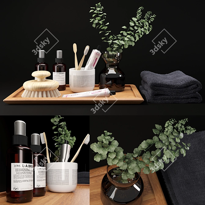 Stylish LA Bruket Bathroom Decor Set 3D model image 1