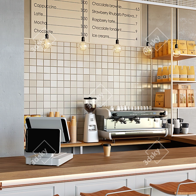 Bright & Cozy Cafe 3D model image 2