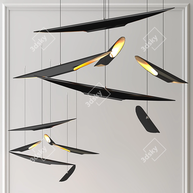 Sleek Aluminum Tube Pendant 3D model image 1