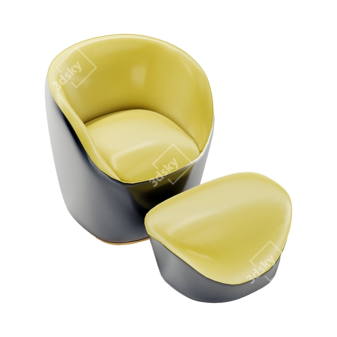 Sleek Yellow Armchair 3D model image 2