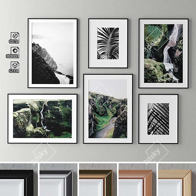 Elegant Interior Picture Frames 3D model image 1