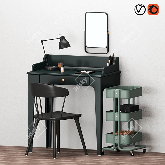 Modern IKEA Dressing Table Set 3D model image 1