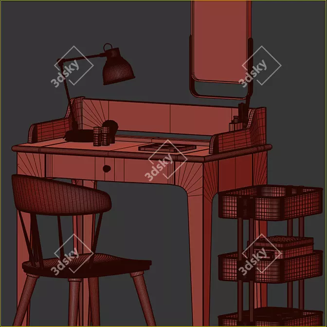 Modern IKEA Dressing Table Set 3D model image 5