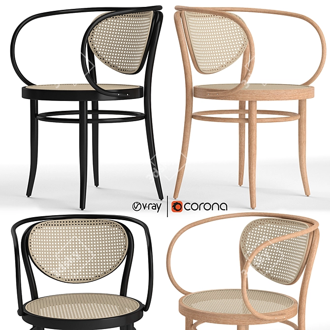 Classic Elegance: 210R Armchair Thonet 3D model image 1