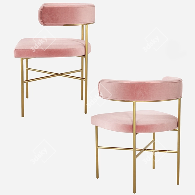 Elegant Kim Velvet Dining Chair 3D model image 4