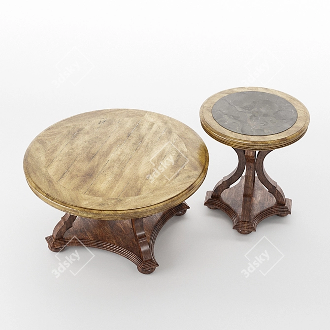 Elegant Archivist Round Cocktail Table 3D model image 3