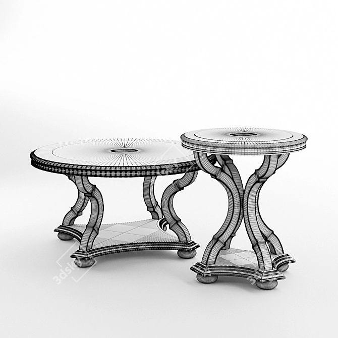 Elegant Archivist Round Cocktail Table 3D model image 4