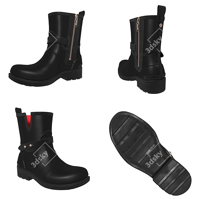 Sleek Rag & Bone Rain Boots 3D model image 2