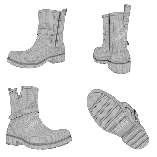 Sleek Rag & Bone Rain Boots 3D model image 3