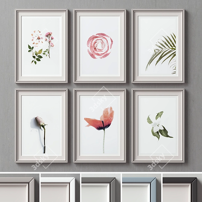 Versatile Picture Frames Set -133: 6 Colors, 3 Sizes 3D model image 3