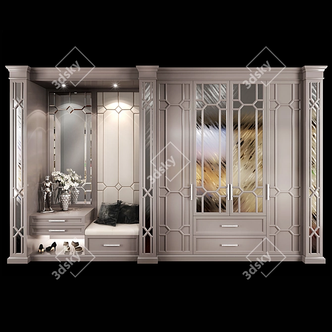 Modern Hallway Wardrobe Set 3D model image 1