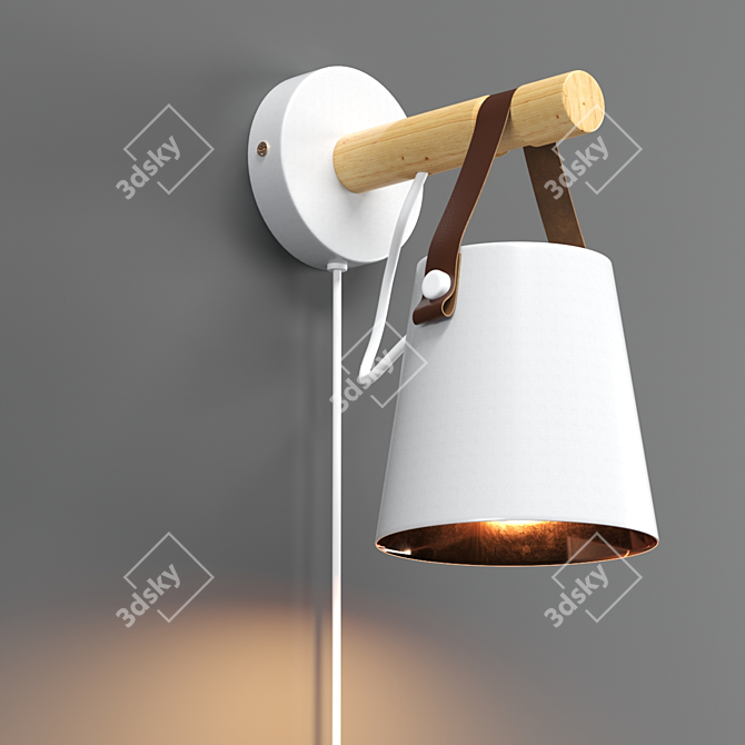 Leather Wall Lamp: Black & White Options 3D model image 1