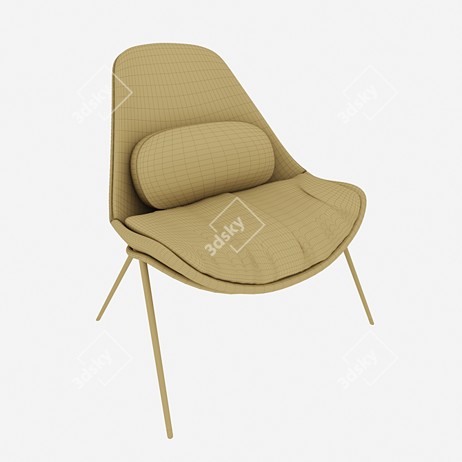 Comfort Fabric Lounger: Stylish and Cozy 3D model image 4