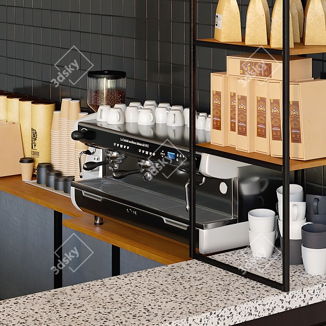 Dark and Cozy Cafe Coffee Shop 3D model image 3