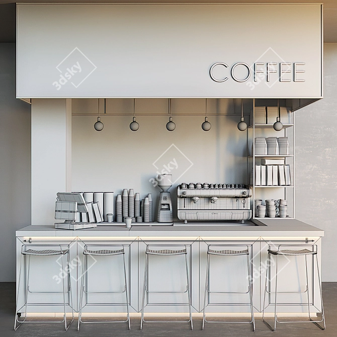 Dark and Cozy Cafe Coffee Shop 3D model image 5