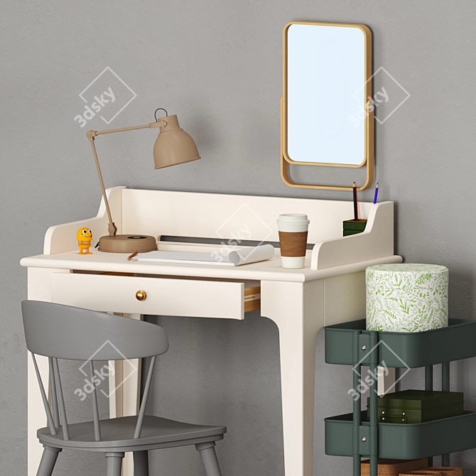 Modern IKEA Workstation Set 3D model image 3