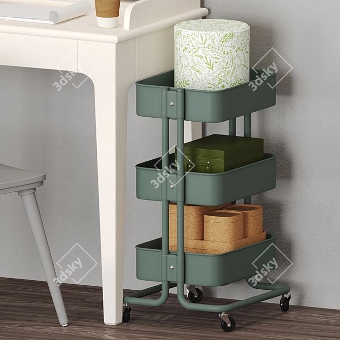 Modern IKEA Workstation Set 3D model image 5