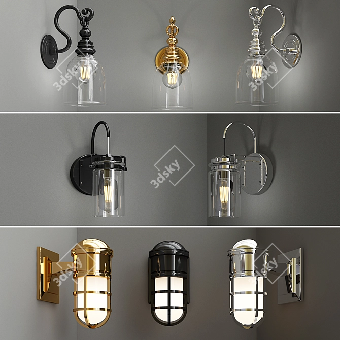 Elegant Wall Sconce Collection 3D model image 1