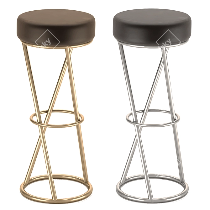 Nuka Bar Stools: Sleek Brass Seating 3D model image 1