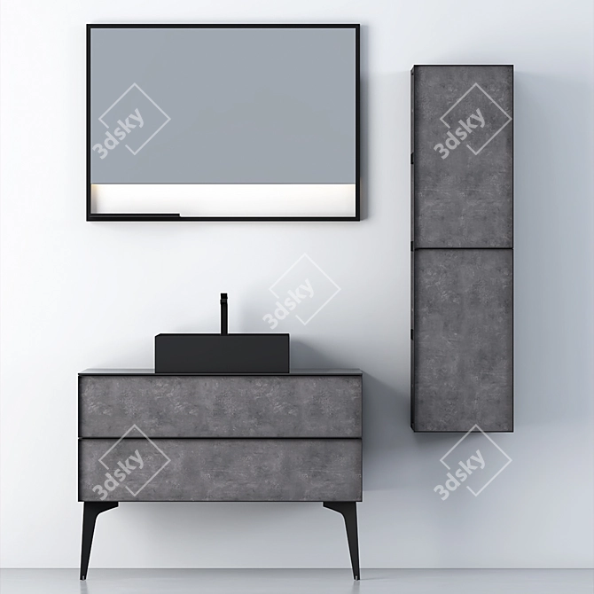 Modern Bathroom Cabinet Set | Sleek Design 3D model image 1