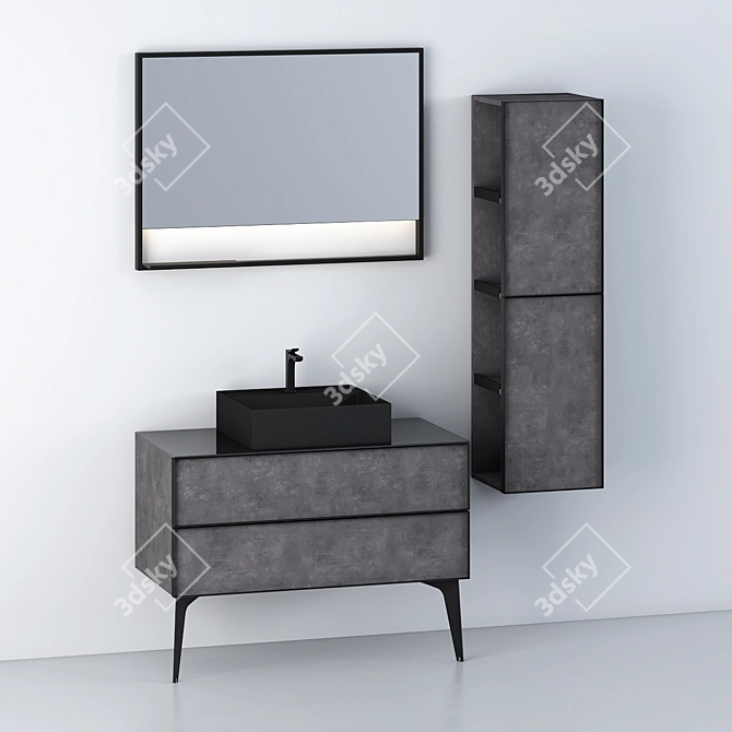 Modern Bathroom Cabinet Set | Sleek Design 3D model image 2