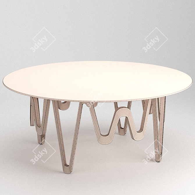 Modern Silver Table and Chair 3D model image 3