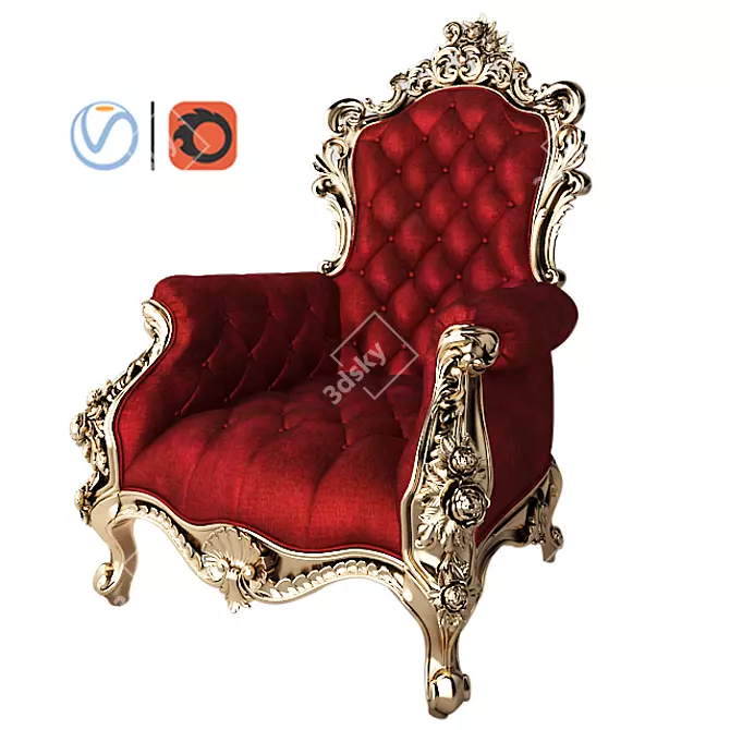 Opulent Classic Armchair: Royal Elegance 3D model image 1