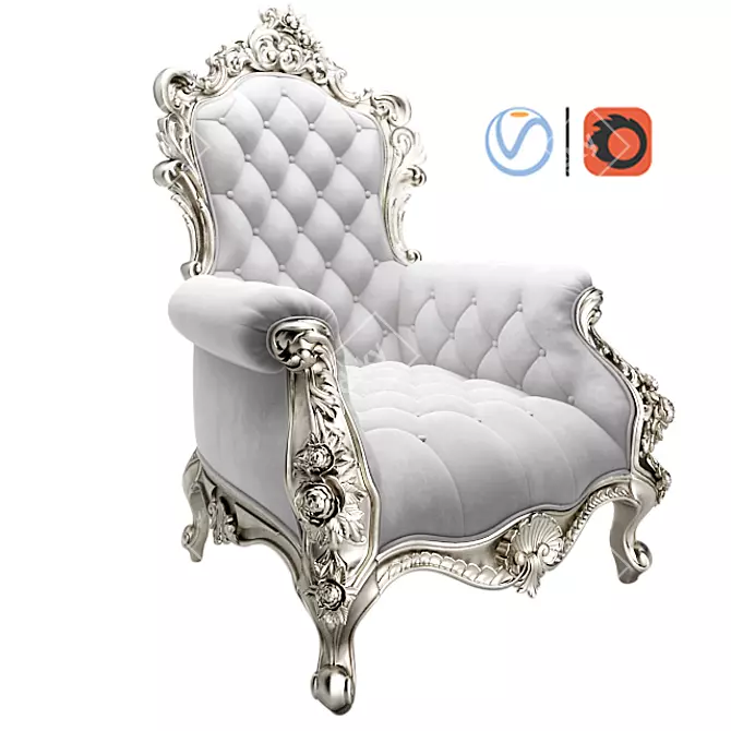 Opulent Classic Armchair: Royal Elegance 3D model image 2