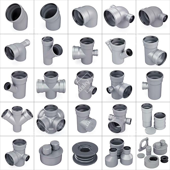 Versatile Sewer Fittings Collection 3D model image 1