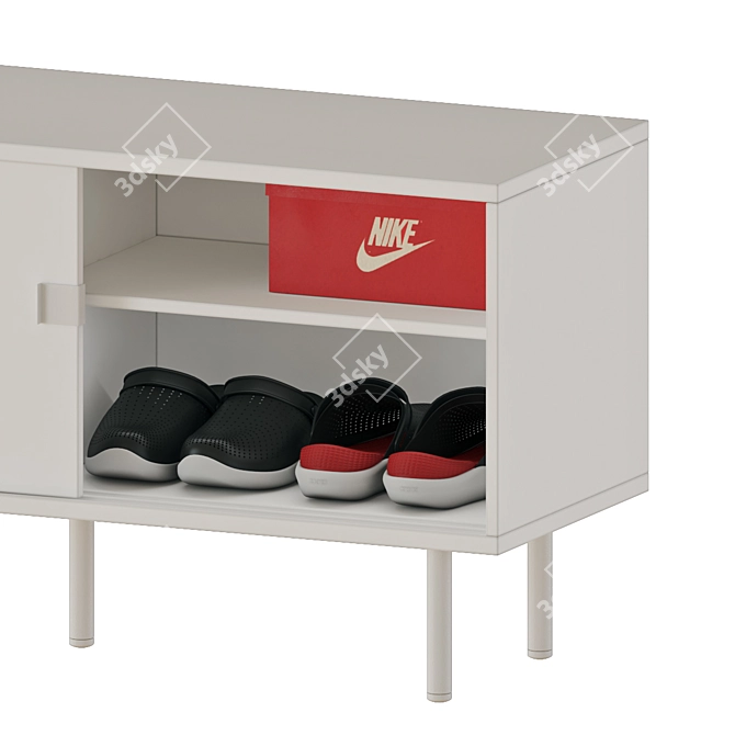 Sleek White Shoe & Storage Cabinet 3D model image 3