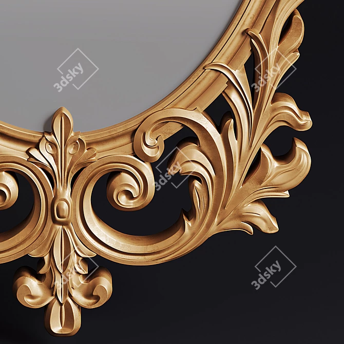 Elegant Golden Wood Mirror 3D model image 3