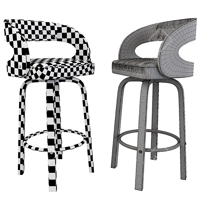 Sleek and Compact Barstool 3D model image 2