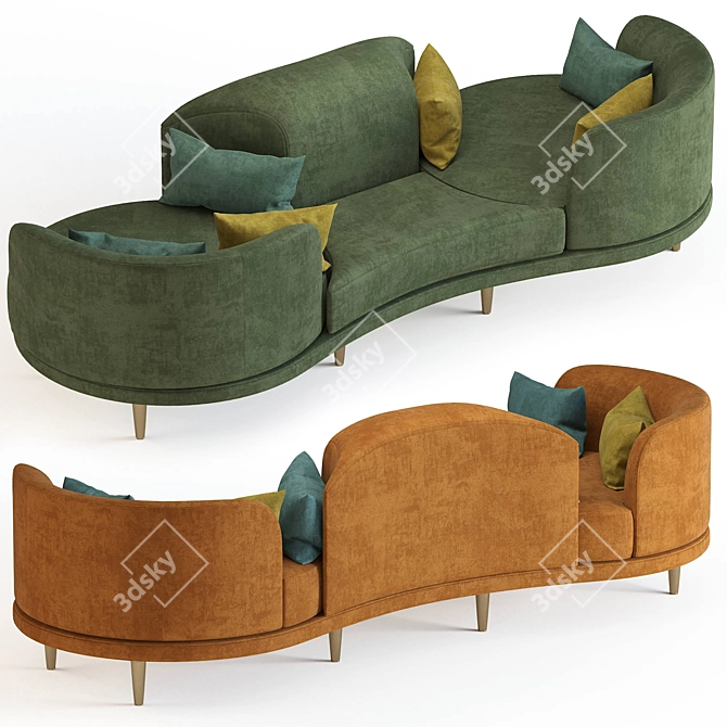 Velvet Dervisci Couch: Luxurious & Stylish 3D model image 2