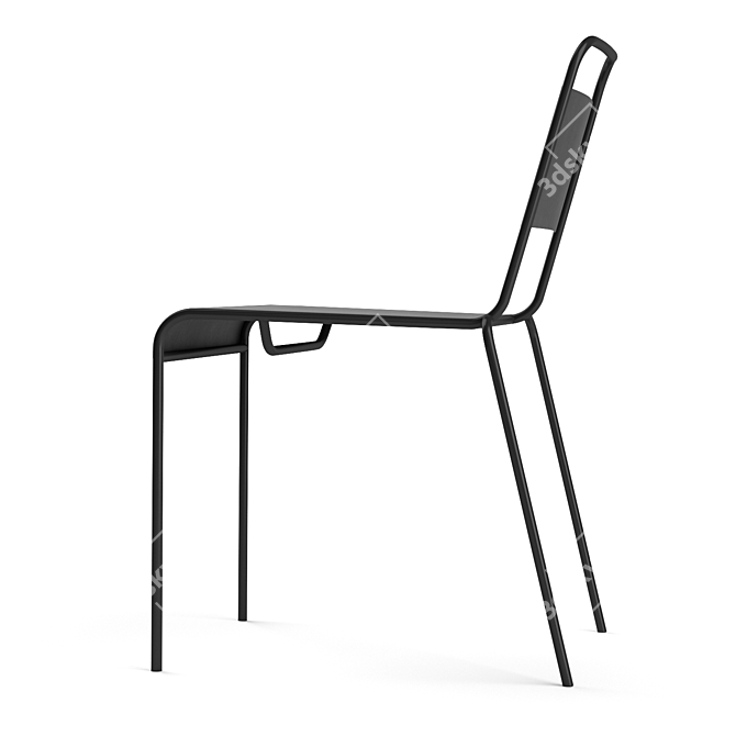 Sleek Black Stackable Chair 3D model image 5