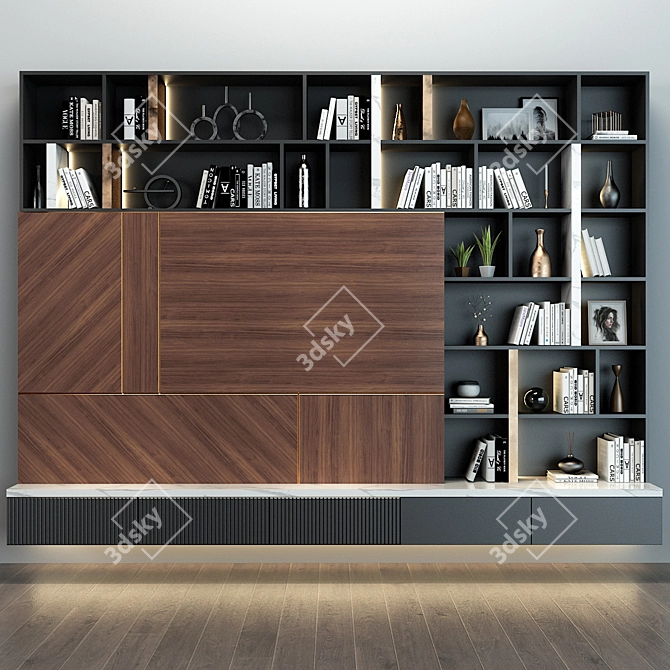 Modern TV Shelf 0123 3D model image 1