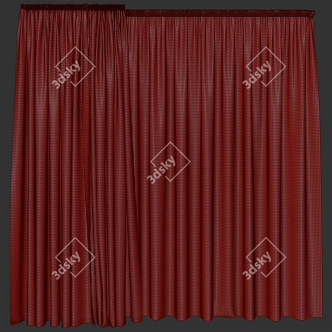 Electric Blue Geometric Curtains 3D model image 2