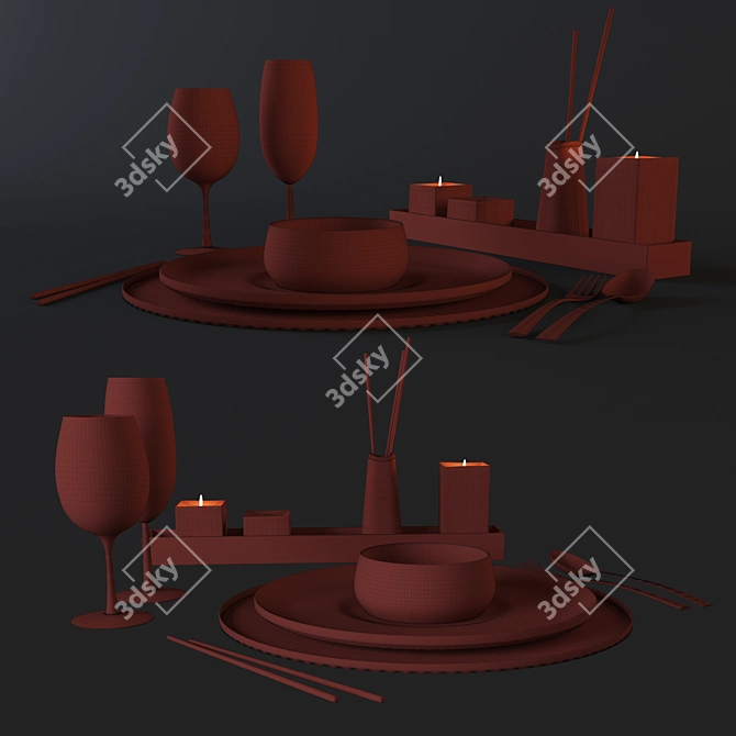 Elegant Dining Table Set 3D model image 3