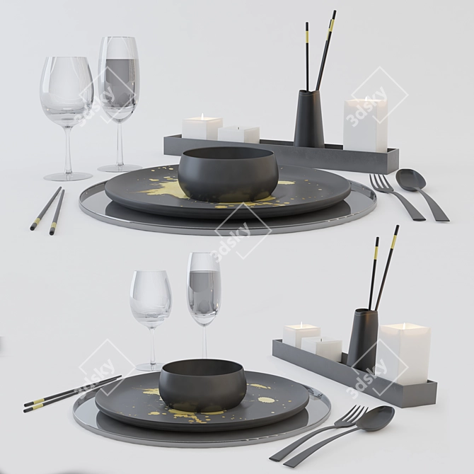 Elegant Dining Table Set 3D model image 4