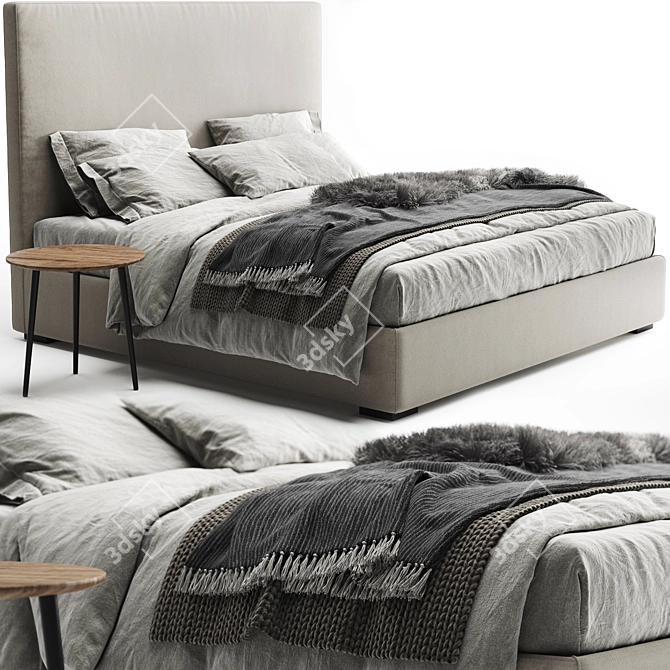 Luxurious Meridiani Bardo Bed 3D model image 1