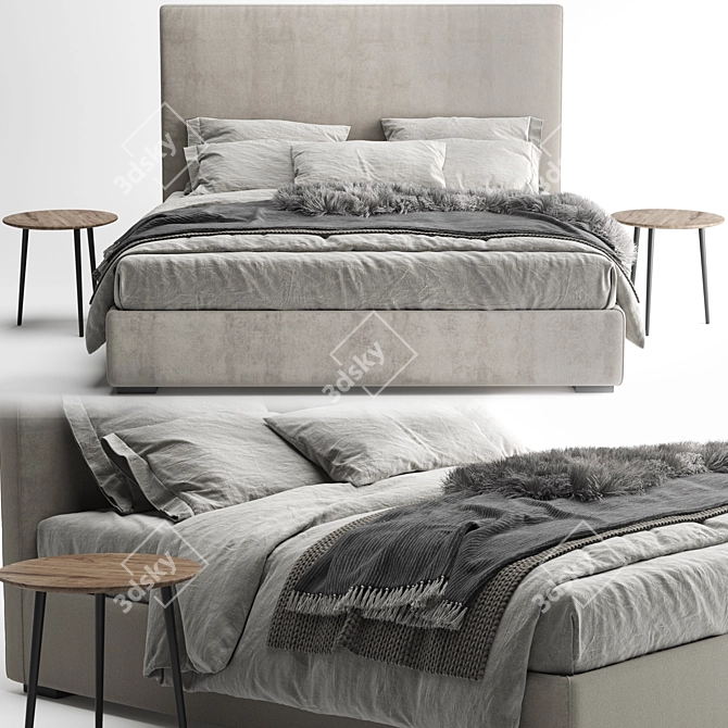 Luxurious Meridiani Bardo Bed 3D model image 4