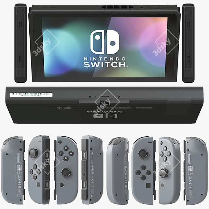 Nintendo Switch: Gray Joy Con - Portable Gaming Console 3D model image 2