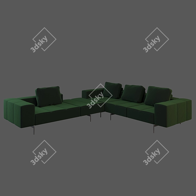 Amsterdam Green Velvet Sofa 3D model image 1