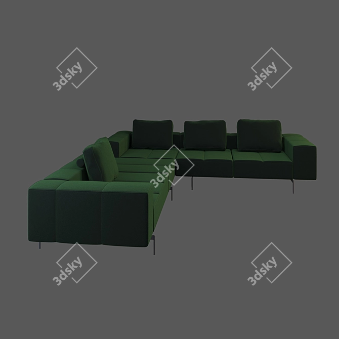 Amsterdam Green Velvet Sofa 3D model image 2