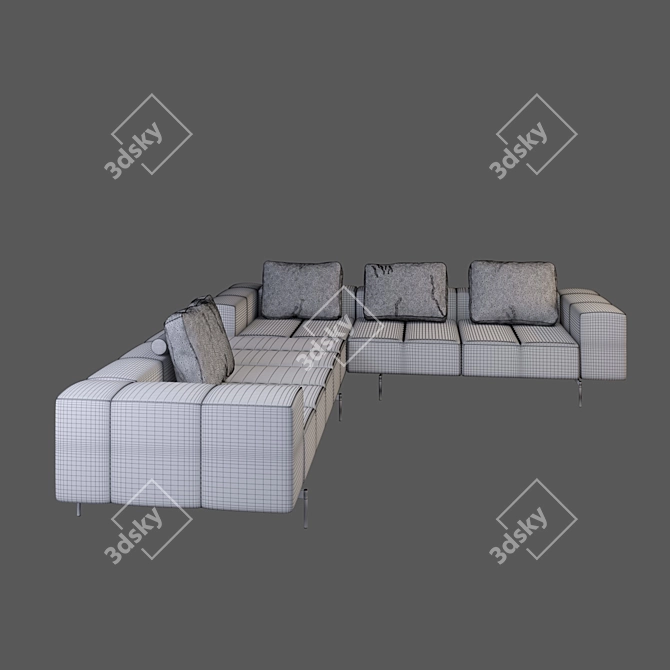 Amsterdam Green Velvet Sofa 3D model image 3