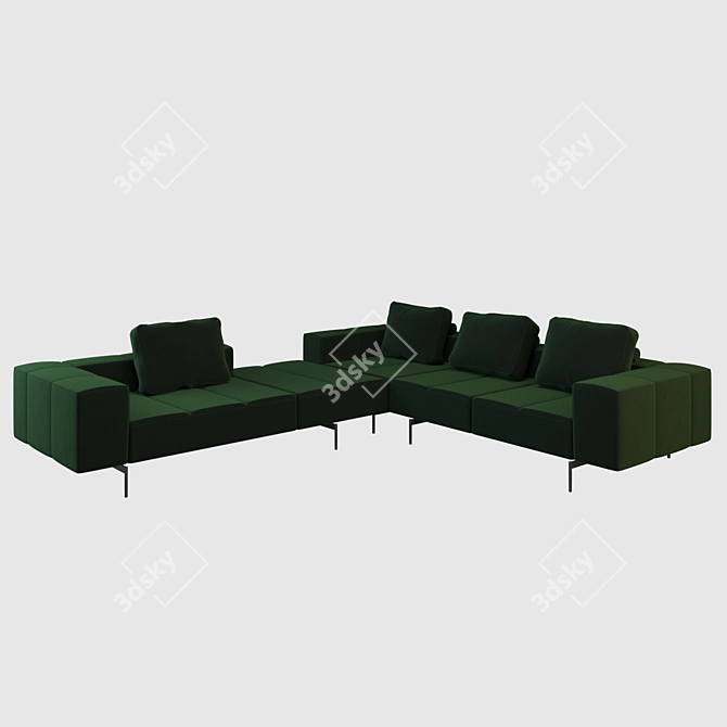 Amsterdam Green Velvet Sofa 3D model image 5