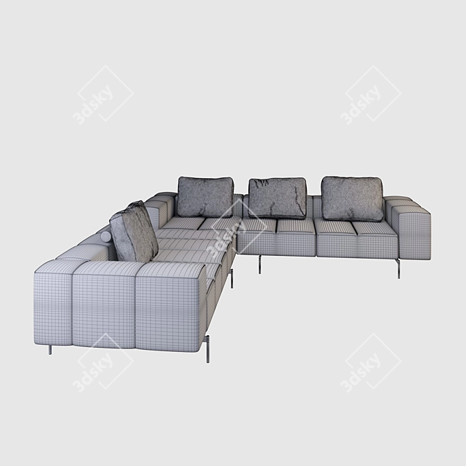 Amsterdam Green Velvet Sofa 3D model image 7