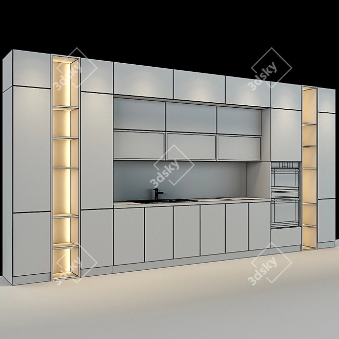 Sleek Stainless Steel Kitchen_035 3D model image 3