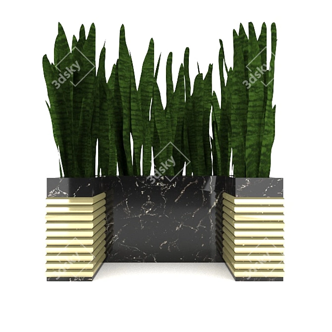 Sleek Sansevieria Leaf Sculpture 3D model image 2