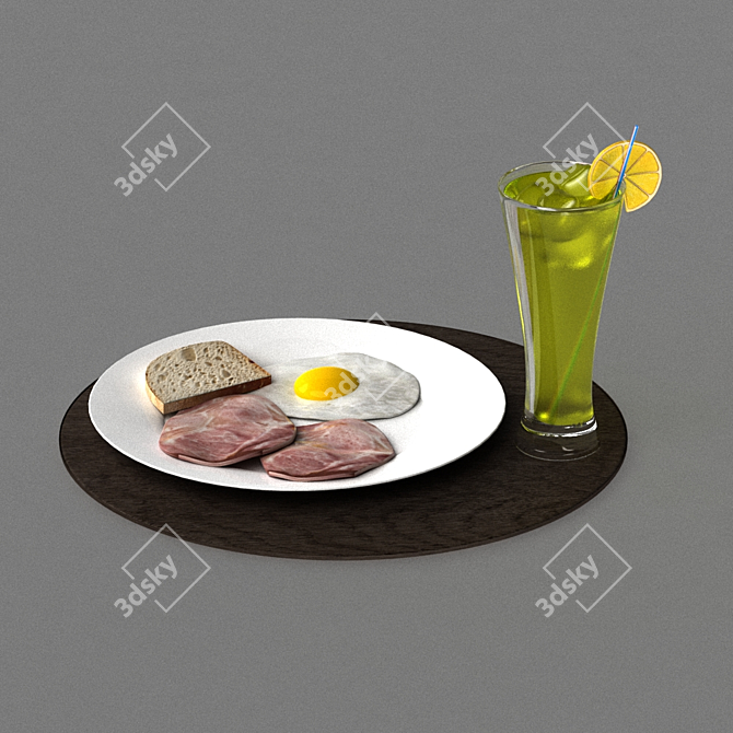 Breakfast Egg & Juice Combo 3D model image 1