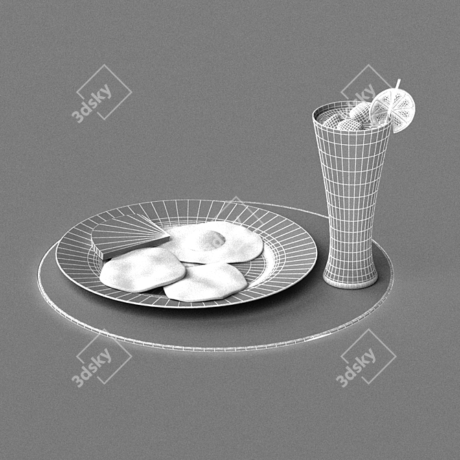 Breakfast Egg & Juice Combo 3D model image 3